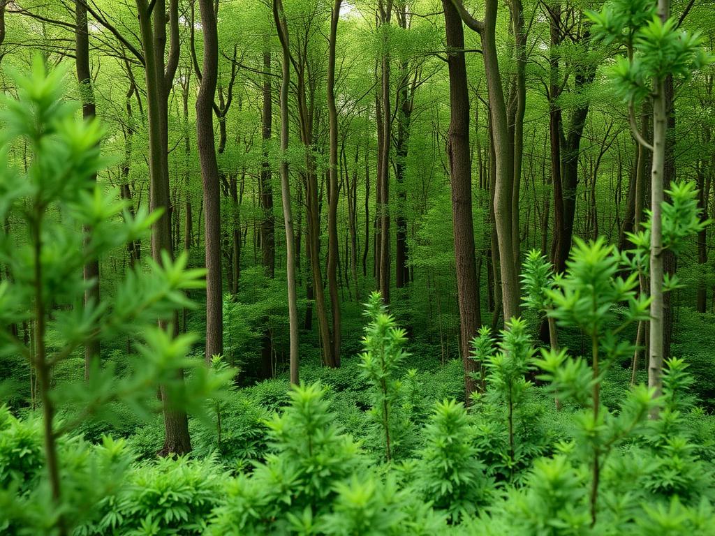 Dense multi-layered young native forest grown in the Miyawaki method